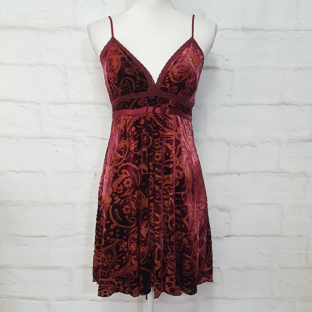 Heart Moon Star Velvet Burnout Slip Dress S